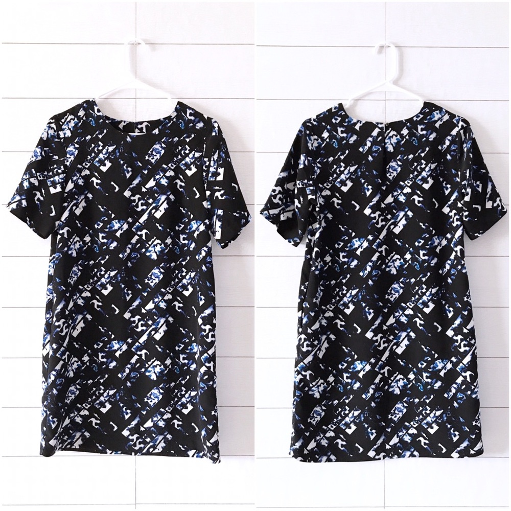 Black Blue Graphic Print Shift Dress - Picture 4 of 8